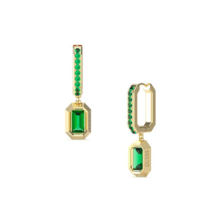 Σκουλαρίκια Guess Ασήμι 925° με Πράσινα Ζιργκόν 