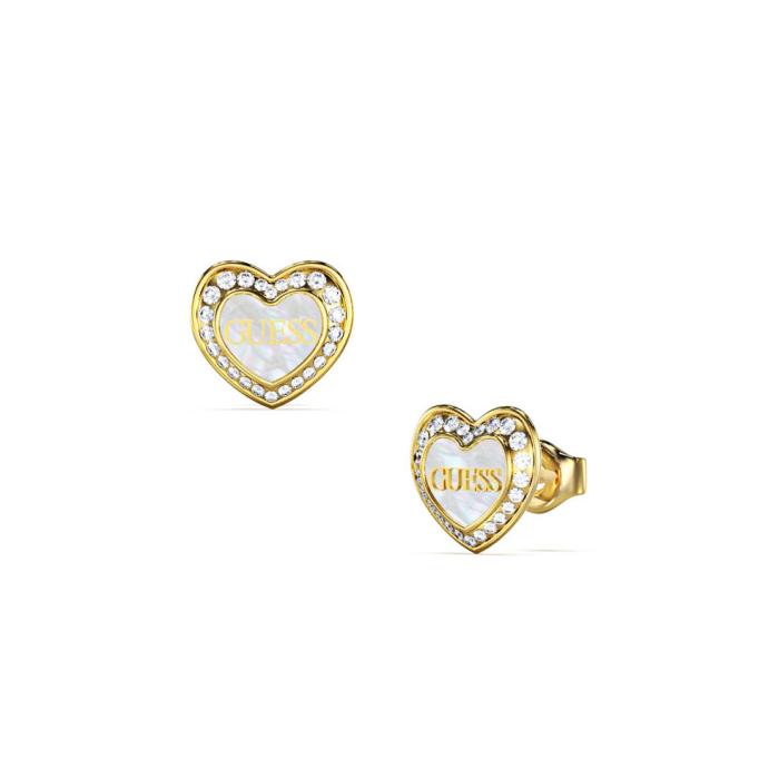 SKU-71019 / Σκουλαρίκια Guess Καρδιά Ασήμι 925° με Ζιργκόν & Φίλντισι
