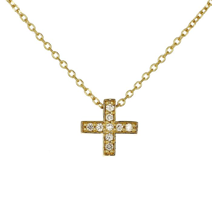 SKU-71506 / Γυναικείος Σταυρός με Διαμάντια Χρυσός Κ18