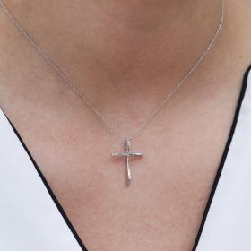 Σταυρός Λευκόχρυσος Κ14 με Διαμάντια SKU-71237