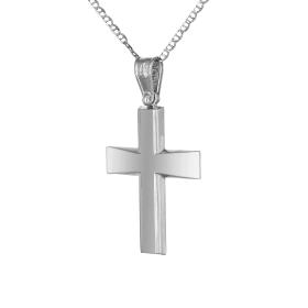 Σταυρός Λευκόχρυσος Κ14 με Λουστρέ Φινίρισμα SKU-71065