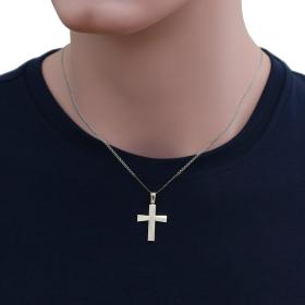 Σταυρός Λευκόχρυσος Κ14 με Λουστρέ Φινίρισμα SKU-71065