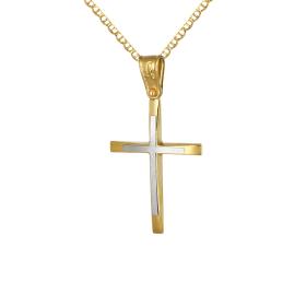 Σταυρός Λευκόχρυσος & Χρυσός Κ14 SKU-71076