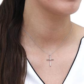 Σταυρός με Διαμάντι Λευκόχρυσος Κ14 SKU-71239