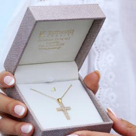 Σταυρός με Λευκά Ζιργκόν Χρυσός Κ9 SKU-71422