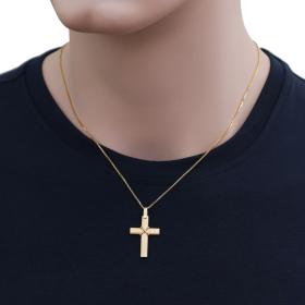 Σταυρός Χρυσός Κ18 με Σαγρέ & Λουστρέ Φινίρισμα SKU-71397