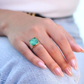 Δαχτυλίδι Ασήμι 925° & Χρυσός Κ14 με Quartz Aventurine SKU-72176