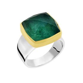 Δαχτυλίδι Ασήμι 925° & Χρυσός Κ14 με Quartz Aventurine SKU-72176