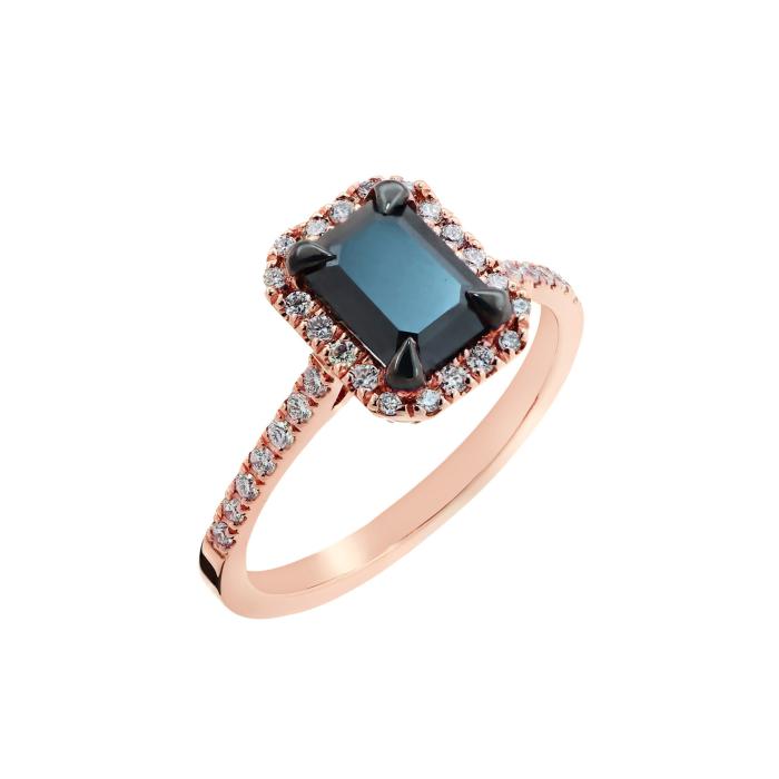 Δαχτυλίδι με Μαύρο & Λευκά Διαμάντια Ροζ Χρυσός Κ18 SKU-72557