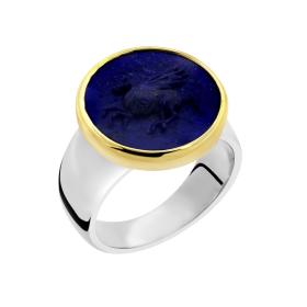 Δαχτυλίδι Πήγασος Ασήμι 925° & Χρυσός Κ22 με Lapis Lazuli SKU-72178