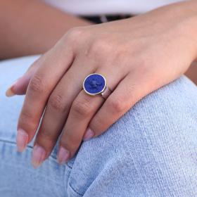 Δαχτυλίδι Πήγασος Ασήμι 925° & Χρυσός Κ22 με Lapis Lazuli SKU-72178