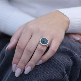 Δαχτυλίδι Μ.Αλέξανδρος Ασήμι 925° & Χρυσός Κ22 με Αιματίτη SKU-72177