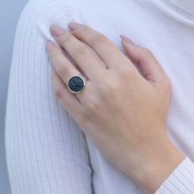 Δαχτυλίδι Μ.Αλέξανδρος Ασήμι 925° & Χρυσός Κ22 με Αιματίτη SKU-72177