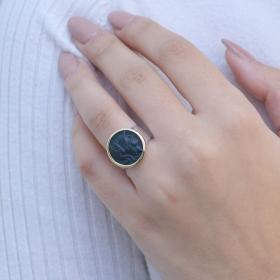 Δαχτυλίδι Μ.Αλέξανδρος Ασήμι 925° & Χρυσός Κ22 με Αιματίτη SKU-72177