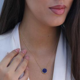 Κολιέ Πήγασος Χρυσός Κ14 με Lapis Lazuli SKU-72249