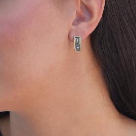 Σκουλαρίκια Αρχαιοελληνικά Χρυσός Κ14 με Διαμάντια SKU-72610