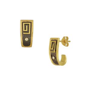 Σκουλαρίκια Αρχαιοελληνικά Χρυσός Κ14 με Διαμάντια SKU-72610