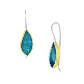 Σκουλαρίκια Ασήμι 925° & Χρυσός Κ14 με Aquamarine SKU-72255