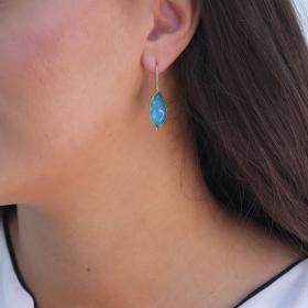 Σκουλαρίκια Ασήμι 925° & Χρυσός Κ14 με Aquamarine SKU-72255