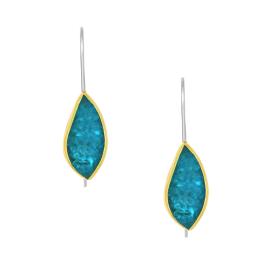 Σκουλαρίκια Ασήμι 925° & Χρυσός Κ14 με Aquamarine SKU-72255