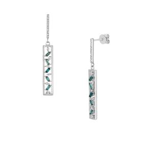 Σκουλαρίκια με London Blue Topaz & Διαμάντια Λευκόχρυσος Κ14 SKU-72562