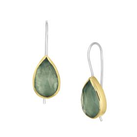 Σκουλαρίκια Ασήμι 925° & Χρυσός Κ14 με Aquamarine SKU-72256