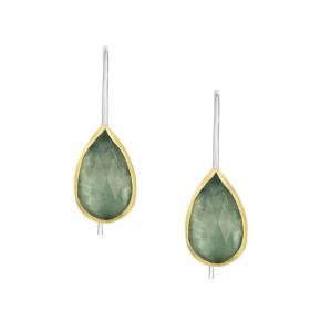 Σκουλαρίκια Ασήμι 925° & Χρυσός Κ14 με Aquamarine SKU-72256