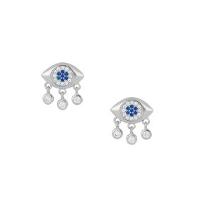 Σκουλαρίκια Ματάκια Ασήμι 925° με Ζιργκόν SKU-72404