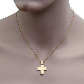 Σταυρός Χρυσός Κ18 με Σφυρήλατο & Λουστρέ Φινίρισμα SKU-72526