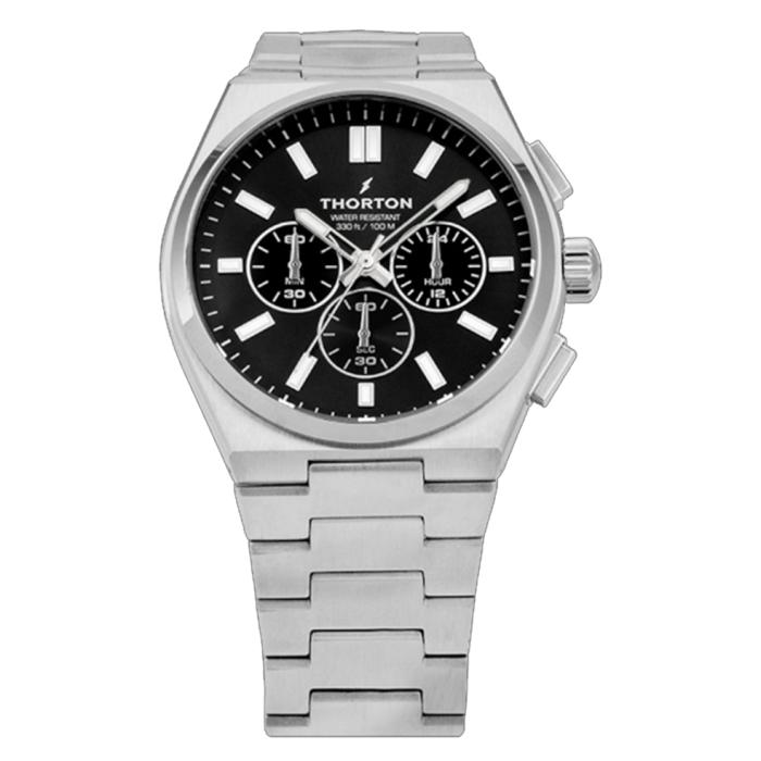 THORTON Torstein Chronograph Black Dial Silver Bracelet