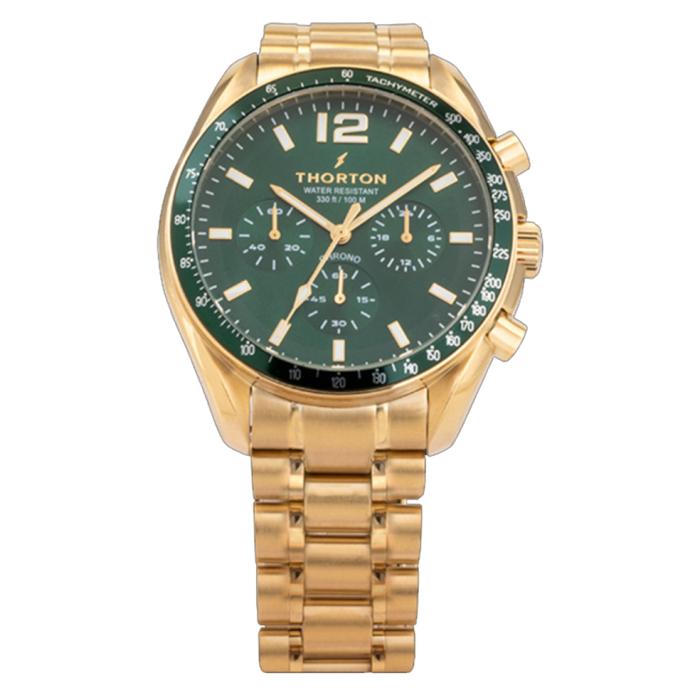 THORTON Freyr Chronograph Green Dial Gold Bracelet