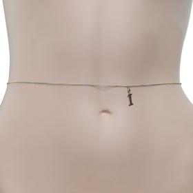 Αλυσίδα Κοιλιάς Μονόγραμμα Ι με Μαύρο Διαμάντι & Ρουμπίνια SKU-73282