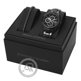 Ανδρικό Ρολόι ARMANI EXCHANGE Dante Μαύρο Σετ με Βραχιόλι | AX7156SET SKU-73217