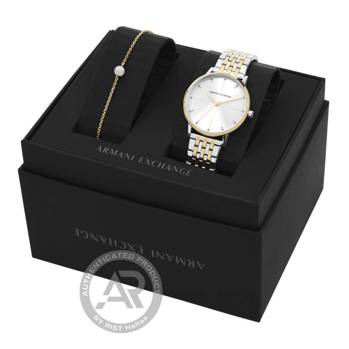 Ρολόι ARMANI EXCHANGE Lola με Ασημί Καντράν & Βραχιόλι ΑΧ | AX7156SET SKU-73218