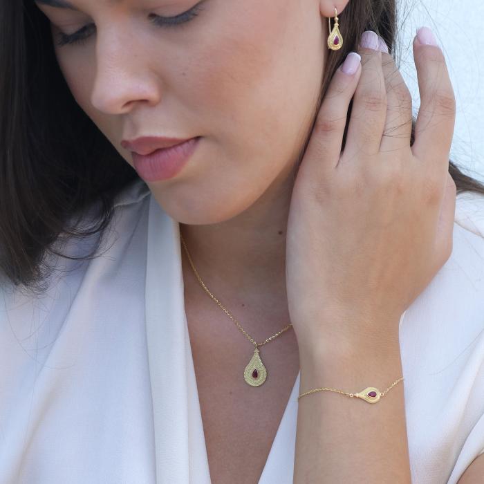 Βραχιόλι σε Βυζαντινό Ύφος Χρυσός Κ14 με Ζιργκόν SKU-73715