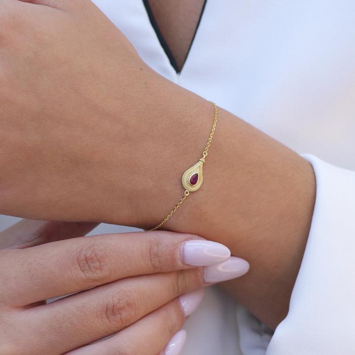 Βραχιόλι σε Βυζαντινό Ύφος Χρυσός Κ14 με Ζιργκόν SKU-73715