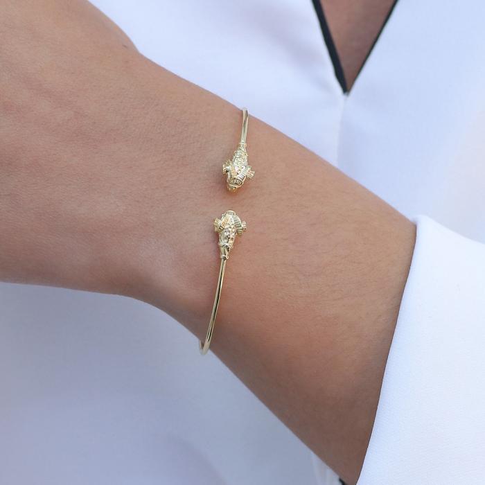 Βραχιόλι Χειροπέδα Χρυσός Κ14 σε Αρχαιοελληνικό Ύφος SKU-73719