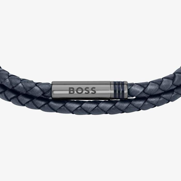 Βραχιόλι Ανδρικό Hugo Boss με Μπλέ Δέρμα & Ατσάλι | 1580494M SKU-73301