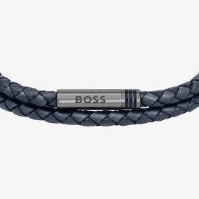 Βραχιόλι Ανδρικό Hugo Boss με Μπλέ Δέρμα & Ατσάλι | 1580494M SKU-73301