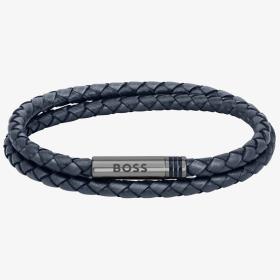 Βραχιόλι Ανδρικό Hugo Boss με Μπλέ Δέρμα & Ατσάλι | 1580494M SKU-73301