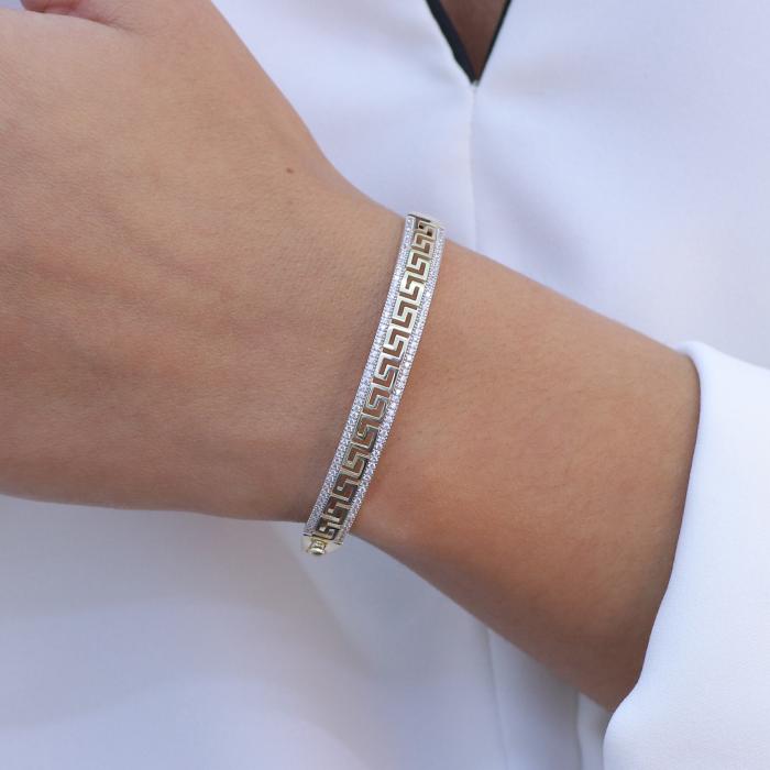 Βραχιόλι Μαίανδρος Χρυσός Κ9 με Ζιργκόν SKU-73623