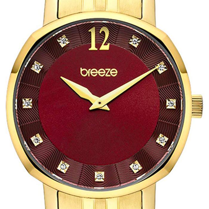 BREEZE Semplice Red Dial Gold Bracelet