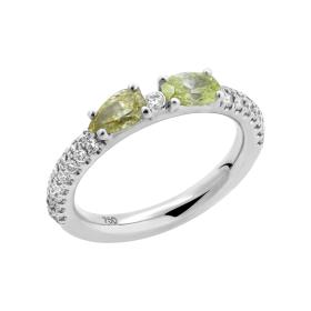 Δαχτυλίδι με Κίτρινα & Λευκά Lab Grown Diamonds Λευκόχρυσος Κ18 SKU-73529