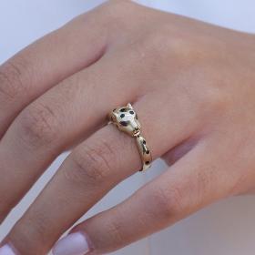 Δαχτυλίδι Πάνθηρας Χρυσός Κ14 με Ζιργκόν SKU-73400