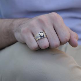 Δαχτυλίδι Ανδρικό Χρυσός & Λευκόχρυσος Κ14 με Ζιργκόν SKU-73081