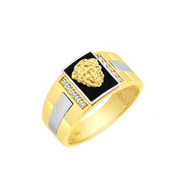 Δαχτυλίδι Ανδρικό Χρυσός & Λευκόχρυσος Κ14 με Ζιργκόν SKU-73081