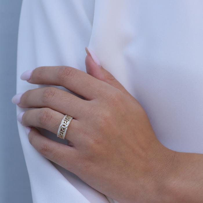 Δαχτυλίδι Μαίανδρος Χρυσός Κ9 με Ζιργκόν SKU-73622