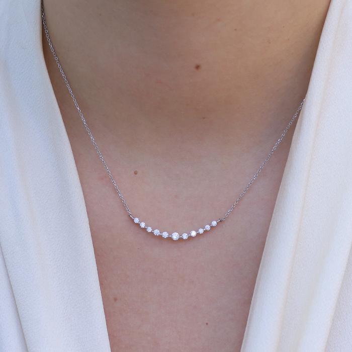 Κολιέ Λευκόχρυσος Κ9 με Ζιργκόν SKU-73872