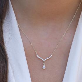 Κολιέ Γυναικείο Χρυσός Κ9 με Ζιργκόν SKU-73291