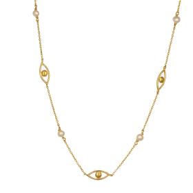 Κολιέ Ματάκια με Μαργαριτάρια Χρυσός Κ9 SKU-73396